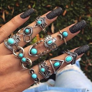 Turquoise 10 ring set